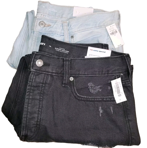 Old Navy Denim - Womens Jeans Size 10 Old Navy Slouchy   Denim Light Wash Black NWT 2 Pair Flaw